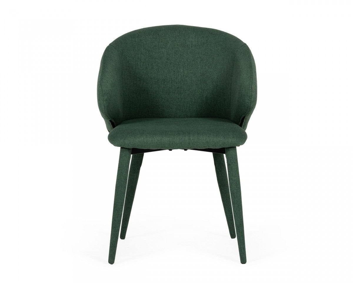 Set of Two Green Fabric Wrapped Dining Chairs