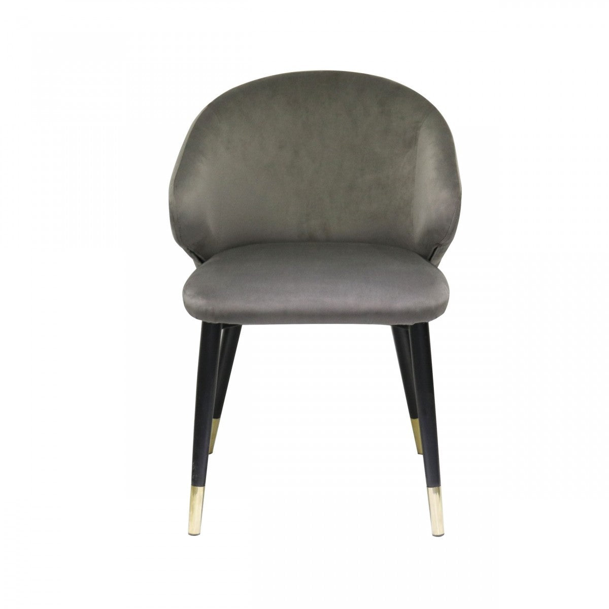 Set of Two Dark Gray Velvet Dining Chairs