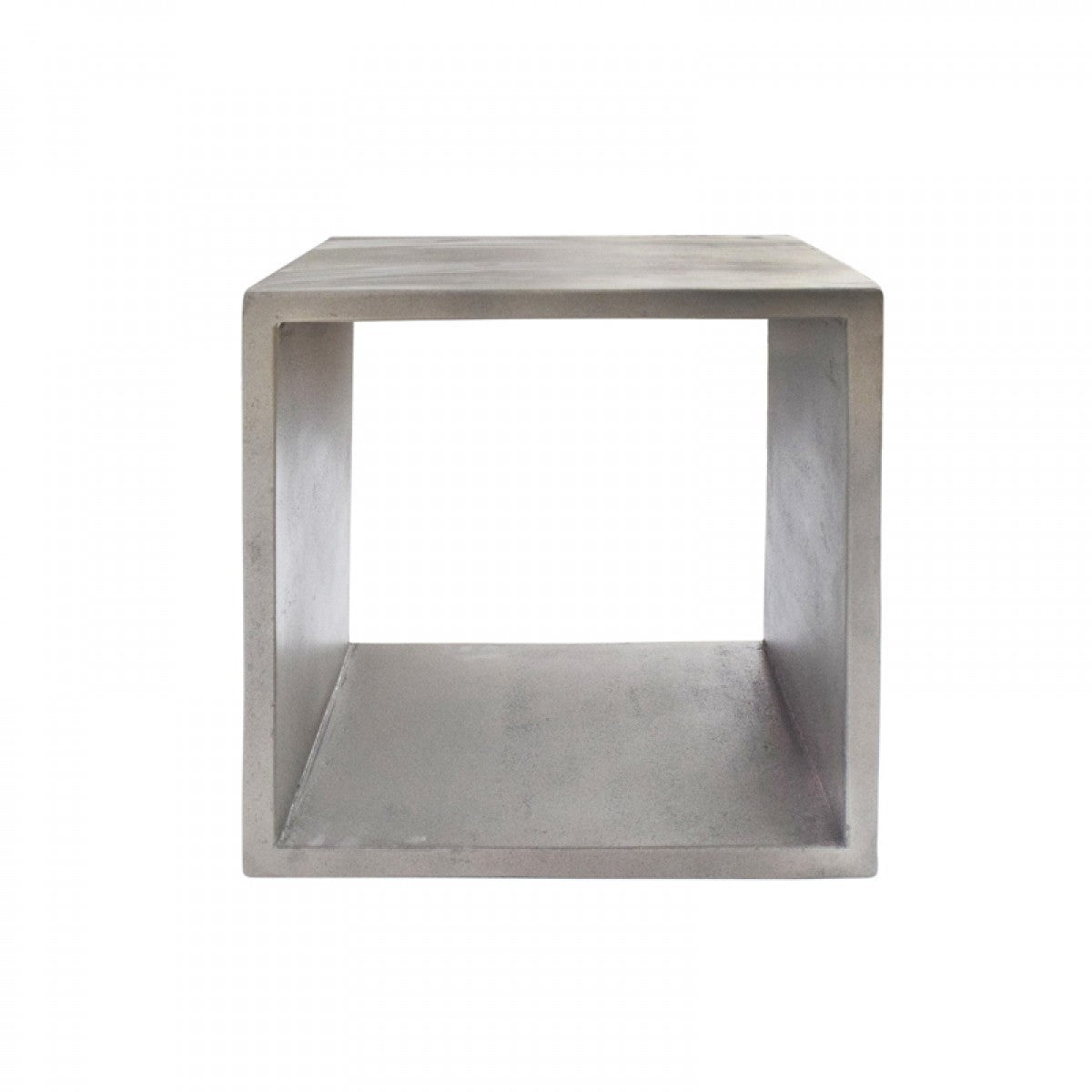 Minimalist Dark Gray Concrete Open Cube End or Side Table