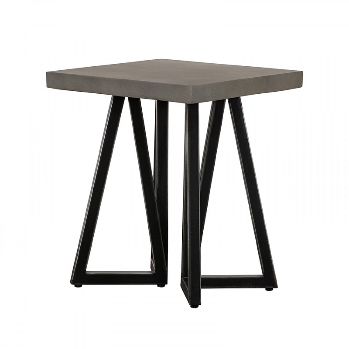 Gray Concrete and Black Metal Geo Industrial Square End Table