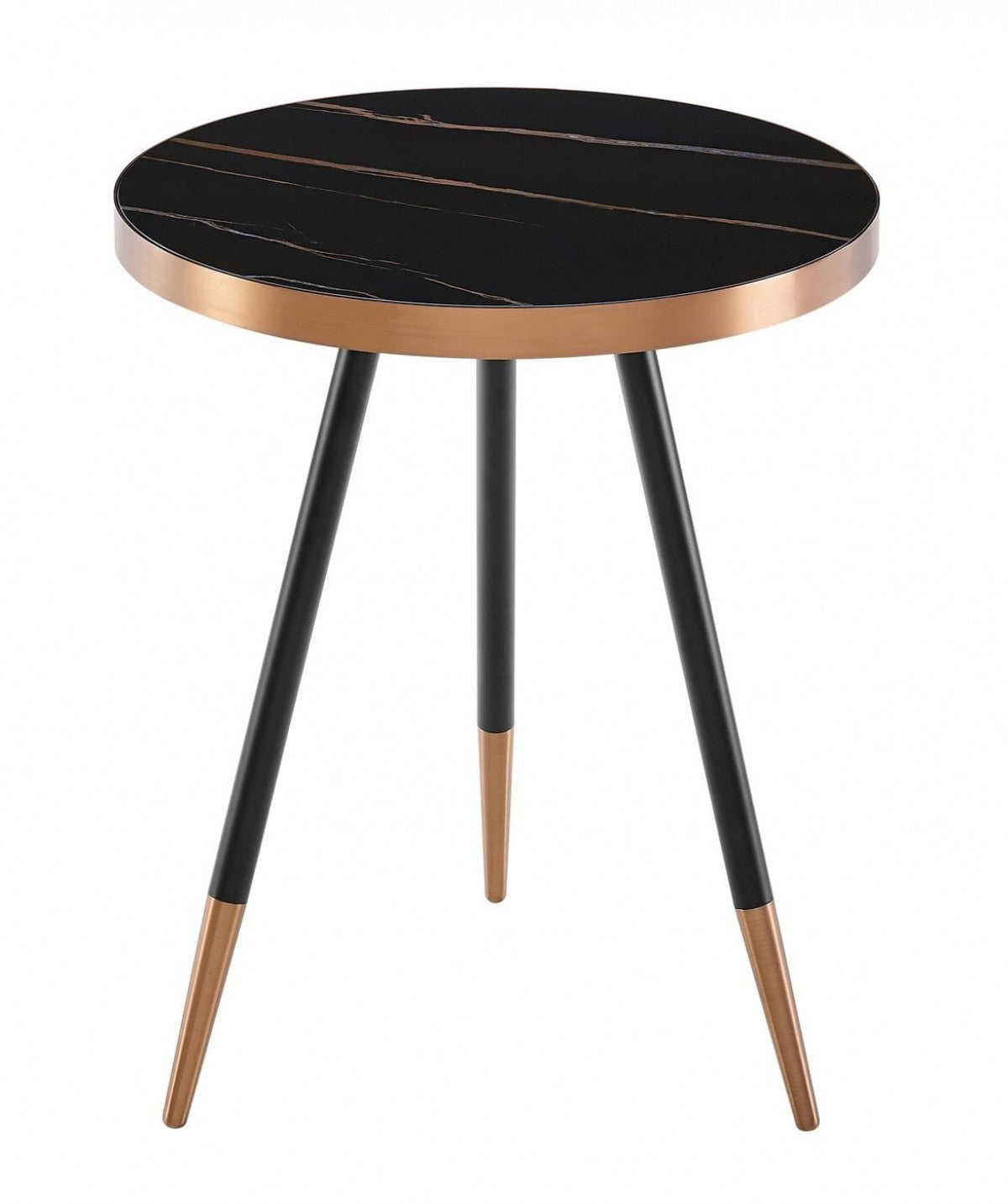 Stylish Black Ceramic and Rose Gold Side or End Table