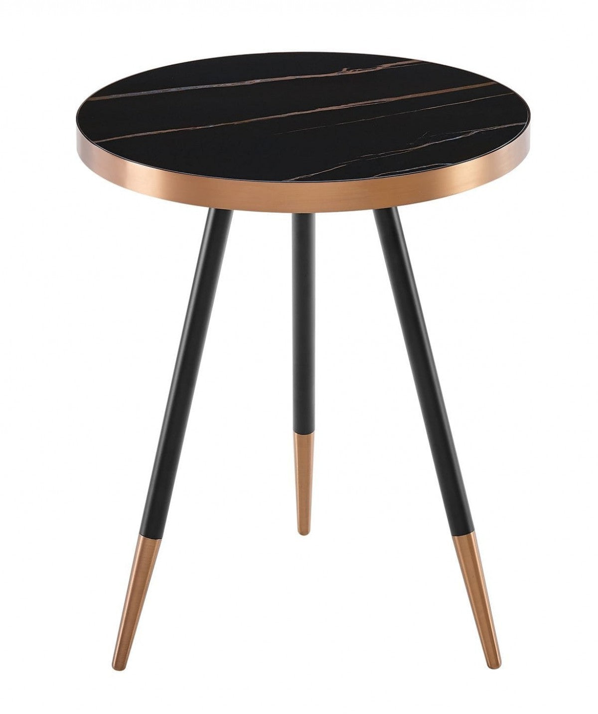 Stylish Black Ceramic and Rose Gold Side or End Table