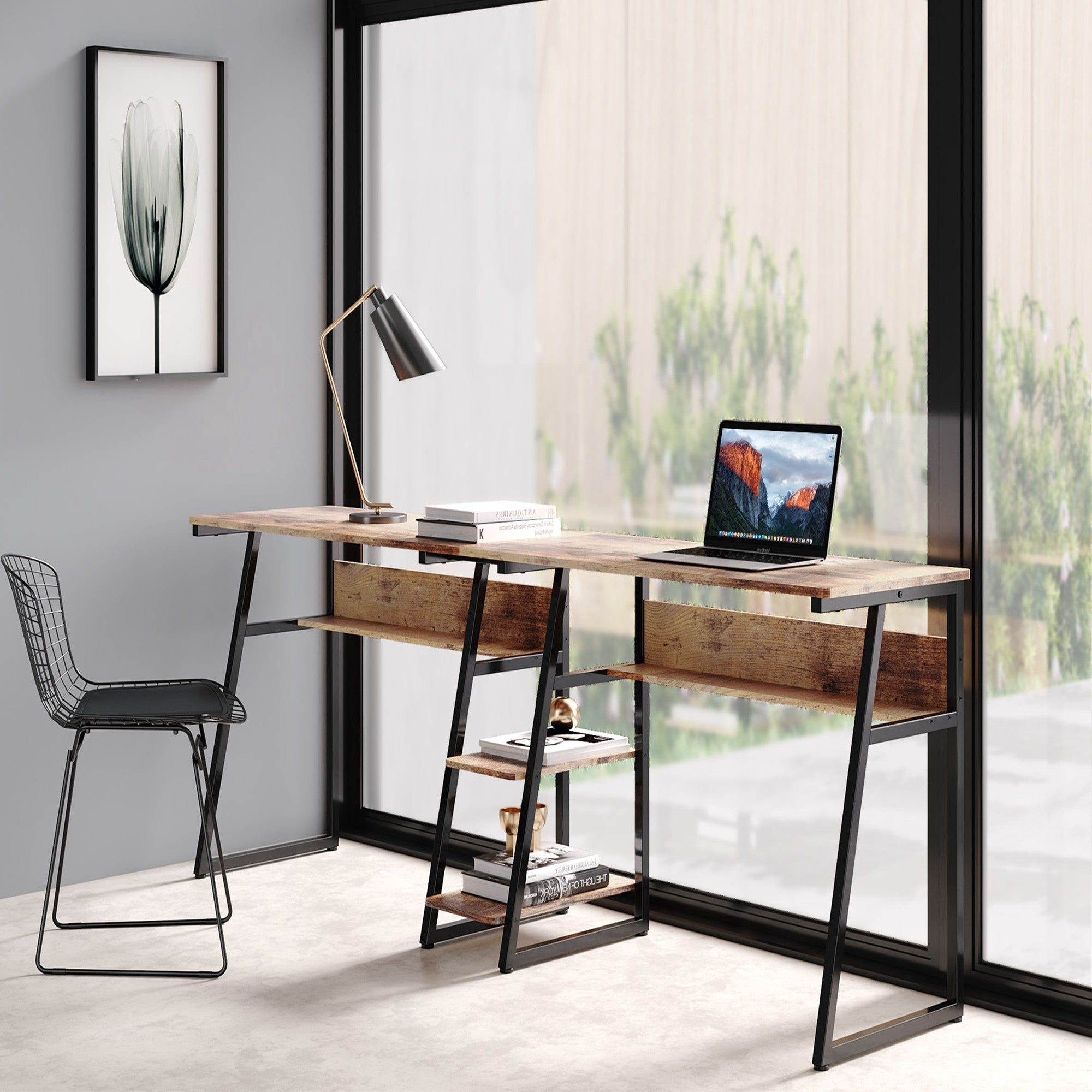 Espresso Brown Modern Rustic Table Desk Station