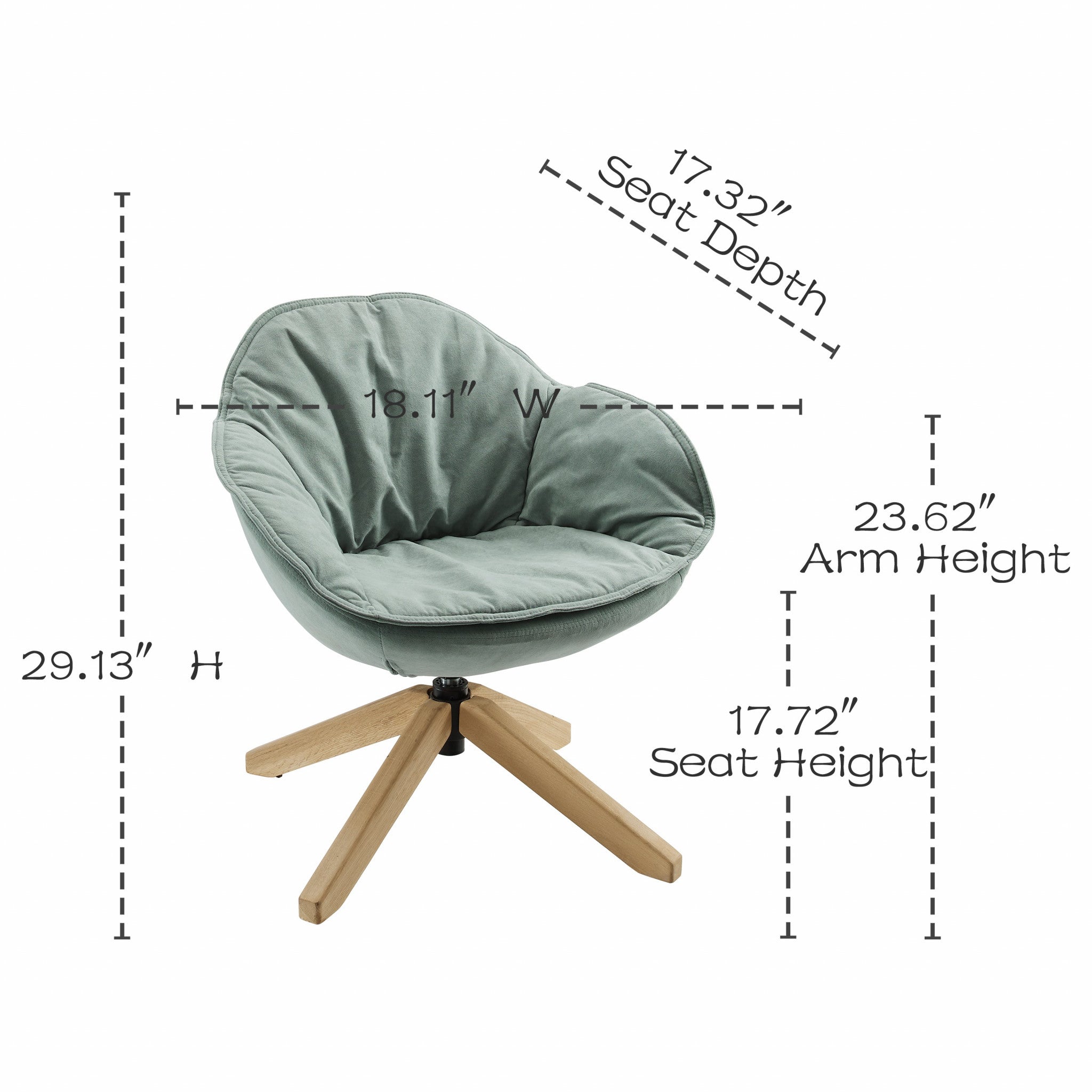 Modern Celadon Home or Office Swivel Accent Chair