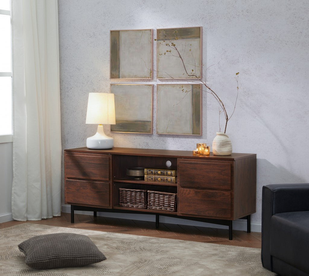 Walnut Brown Classic Wooden TV Stand