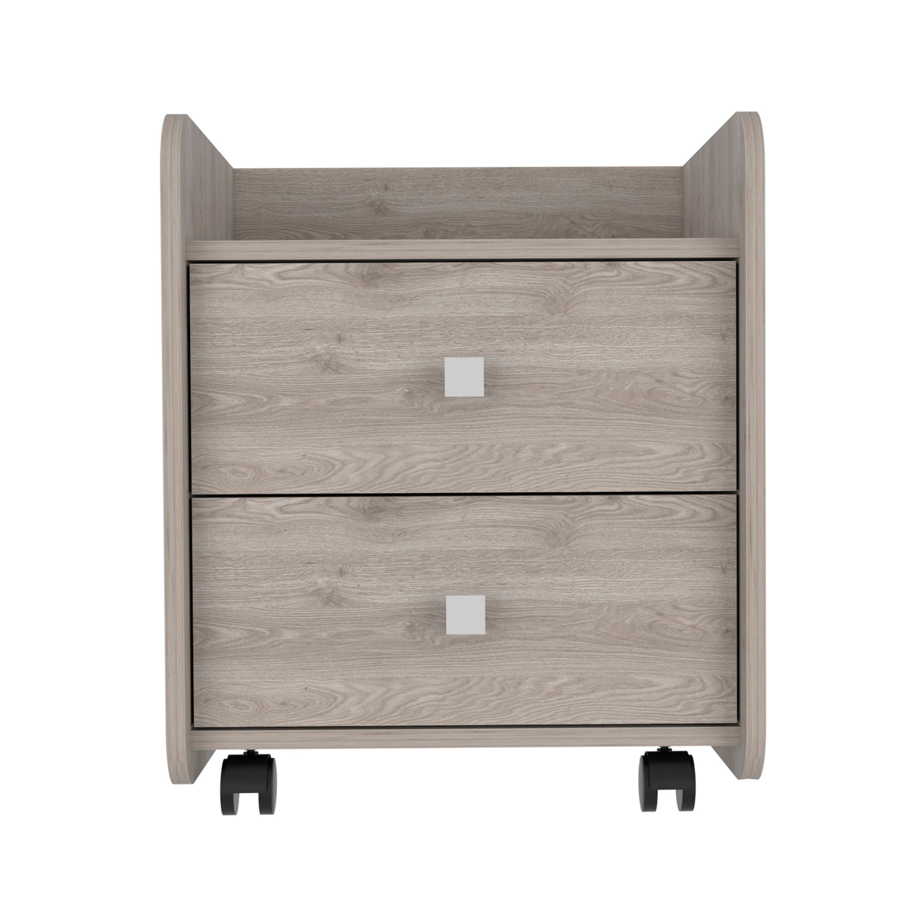 Light Gray Nightstand with Two Drawers