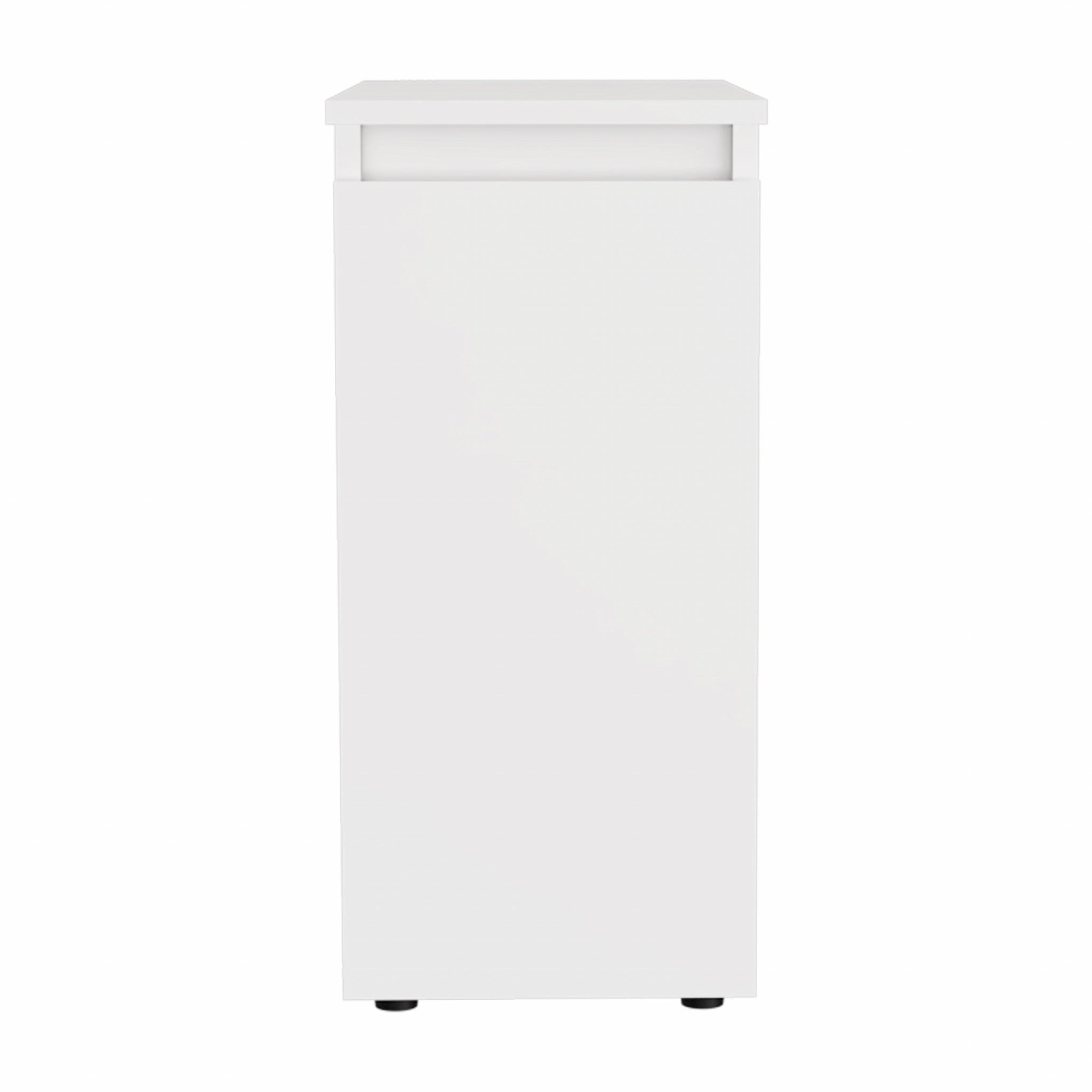 White Bathroom Cabinet with Top Shelf and Sliding Drawer