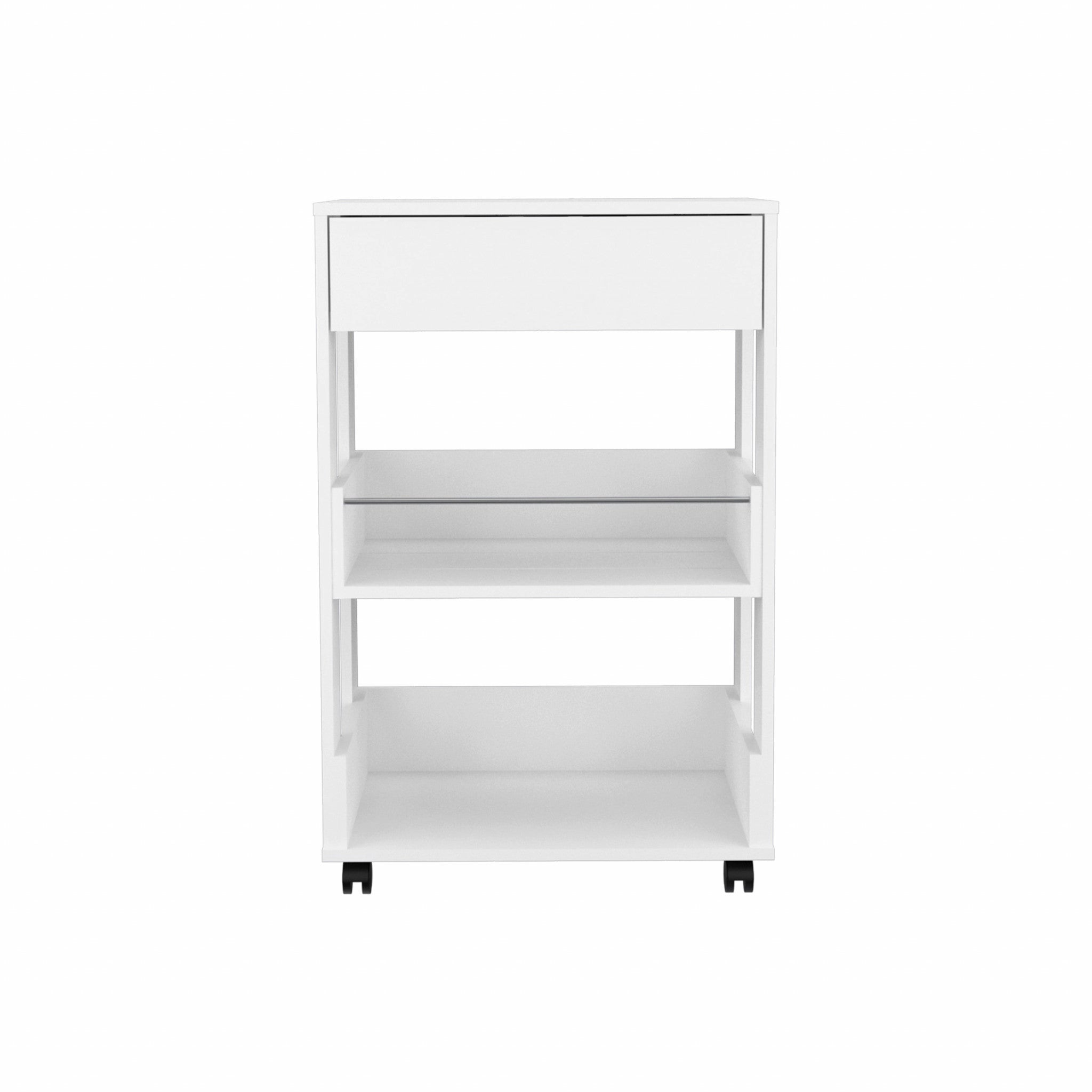 White Kitchen Cart with Storage Drawer