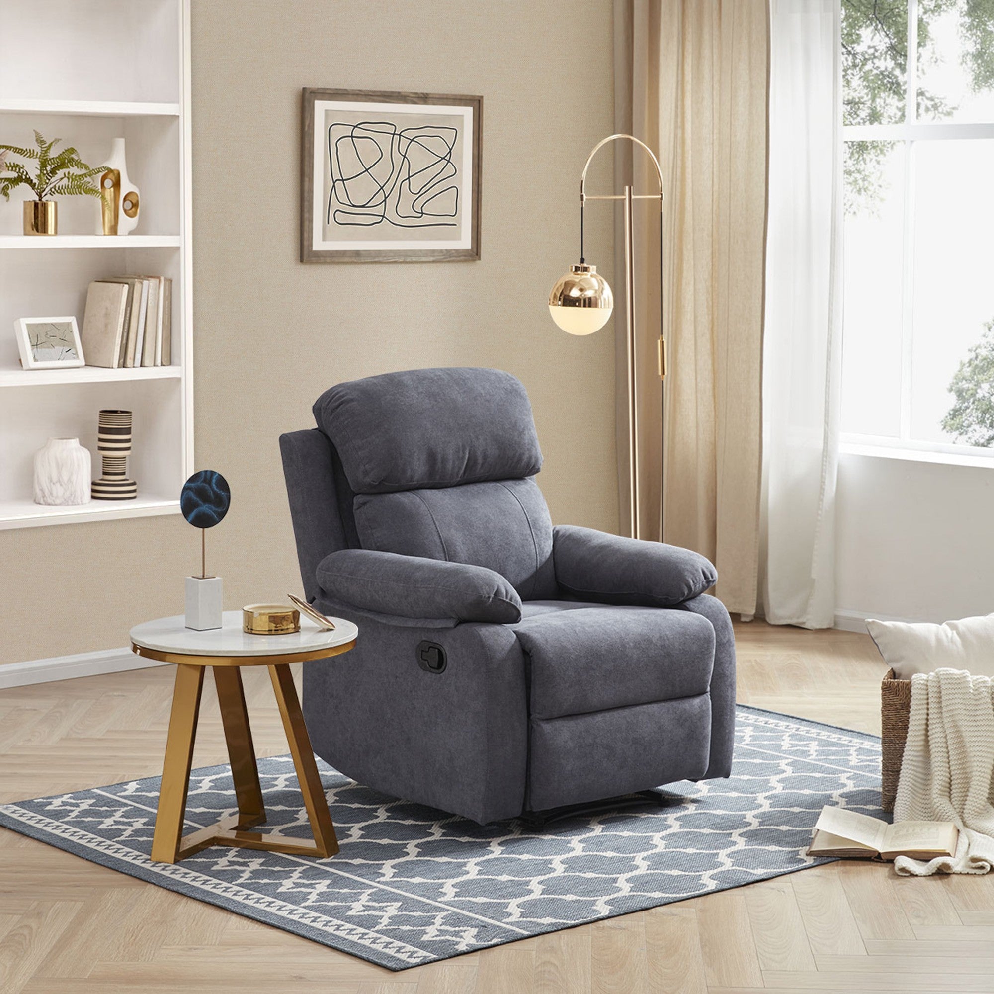 Gray Contemporary Modular Manual Recliner Chair