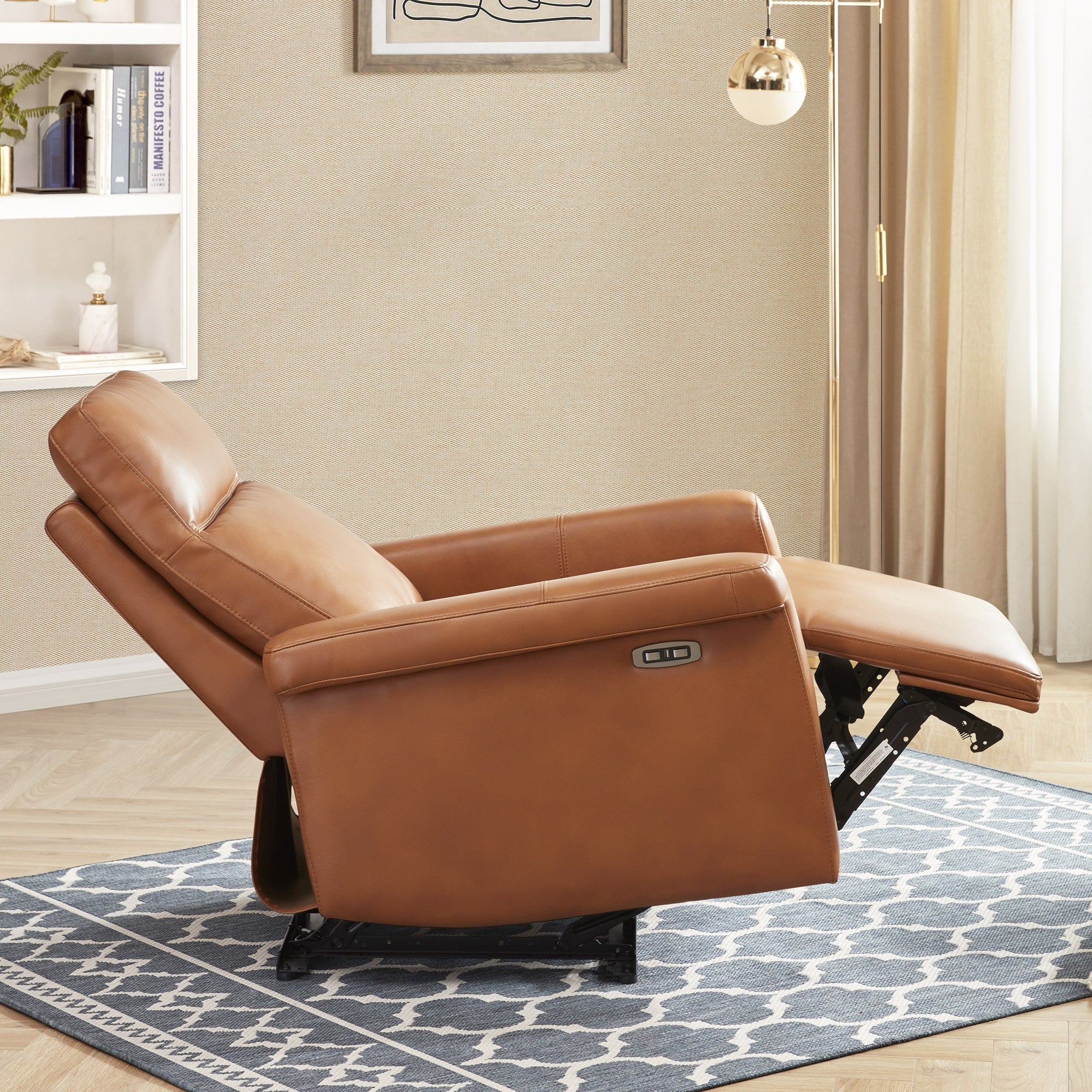 Brown Faux Leather Recliner Chair with USB Port