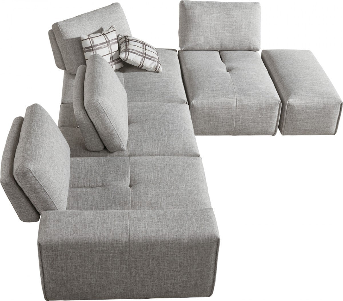 Mod Gray Fabric Chunky Modular Sectional Sofa