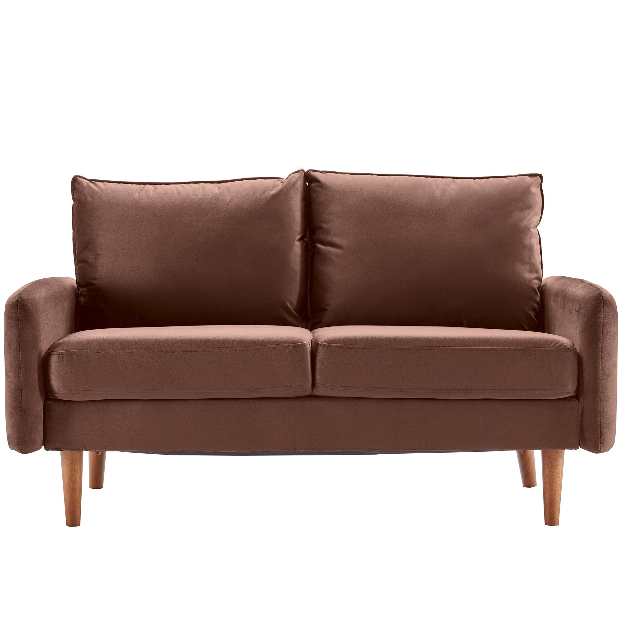 Rosewood Pink Velvet Modern Loveseat with Side Pockets