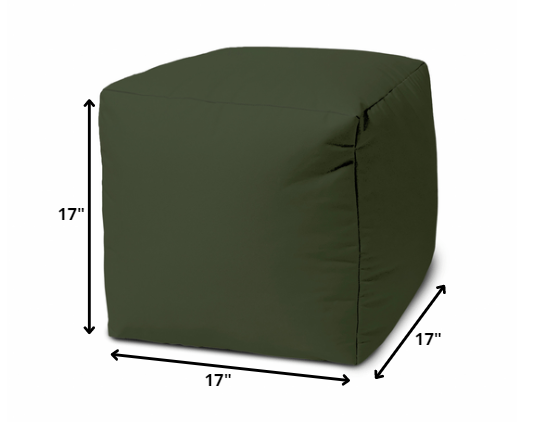 17  Cool Dark Khaki Green Solid Color Indoor Outdoor Pouf Cover