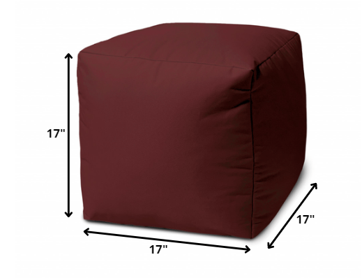 17  Cool Deep Merlot Burgundy Solid Color Indoor Outdoor Pouf Cover