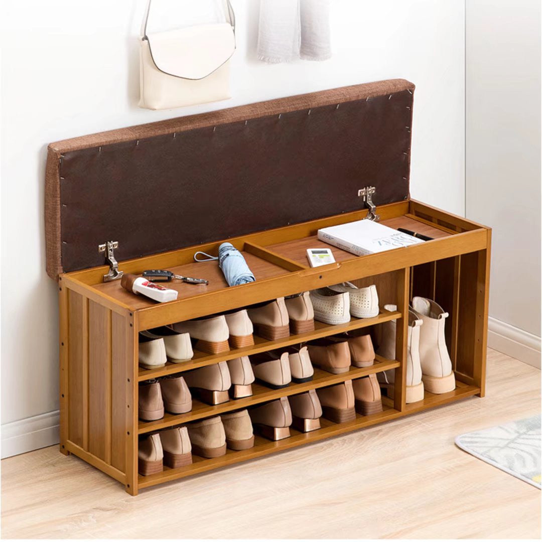 Stylish Brown Wood Shoe Rack And Bench