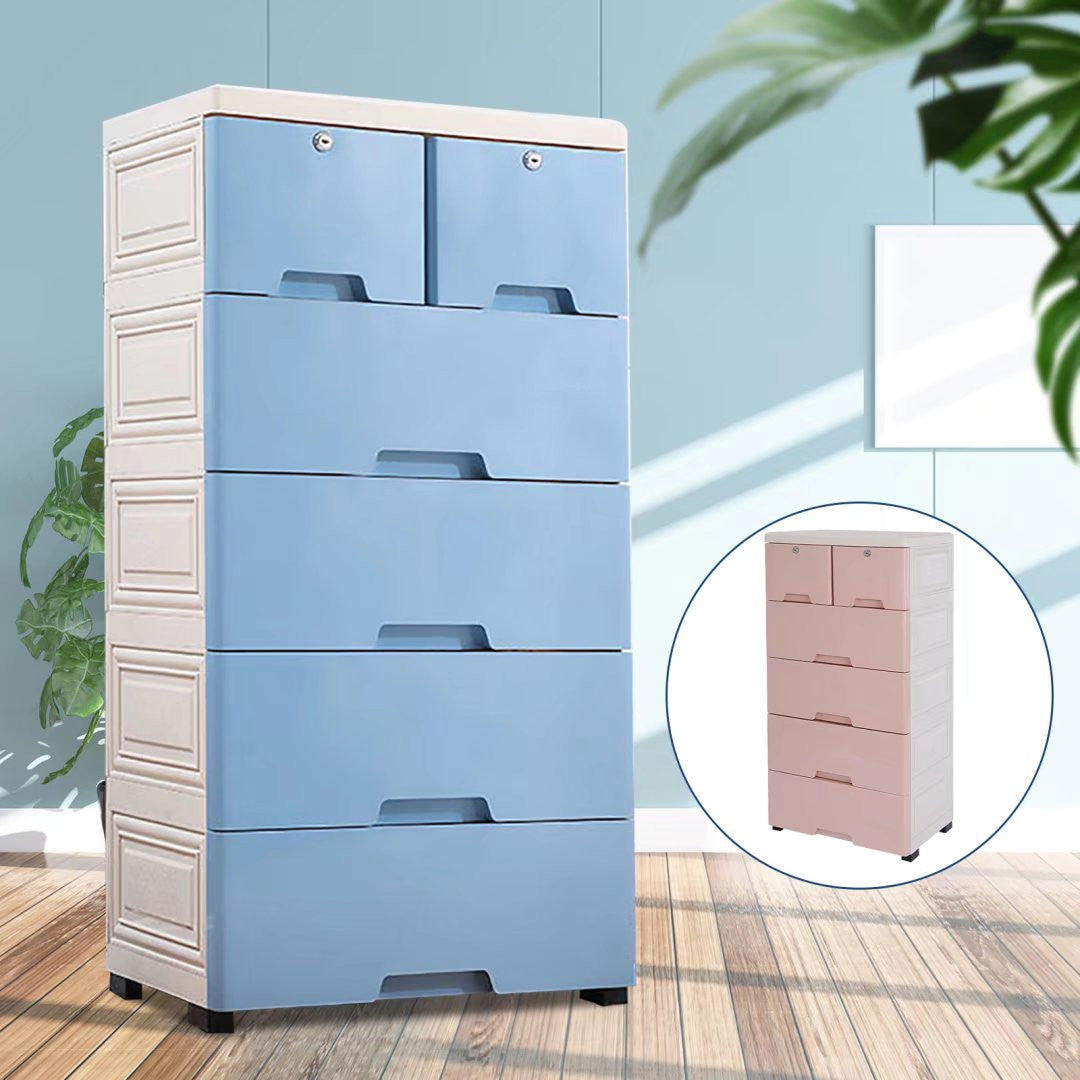 Modern Blue And Grey Rolling Plastic Storage Cabinet