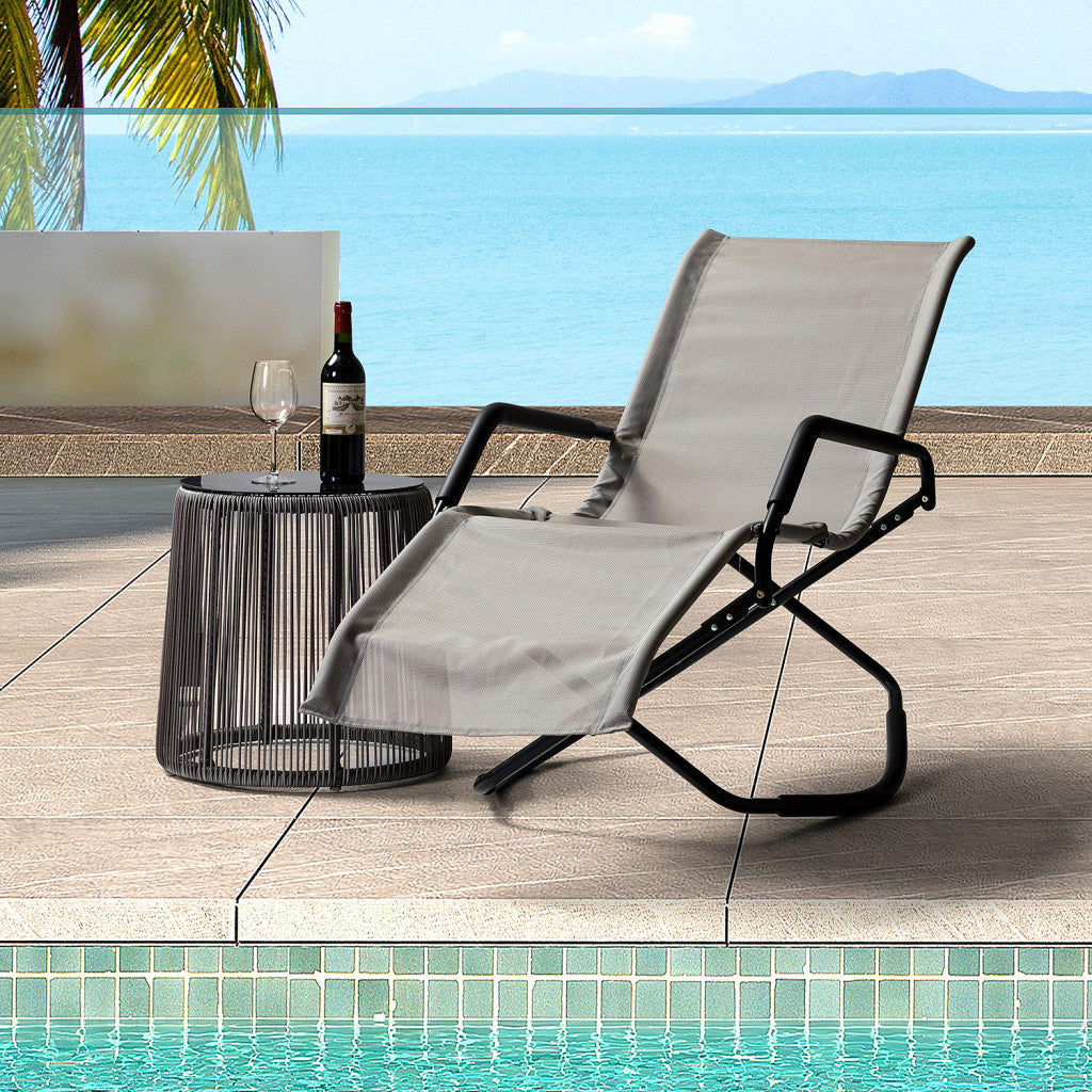 Gray Outdoor Reclining Chaise Lounge