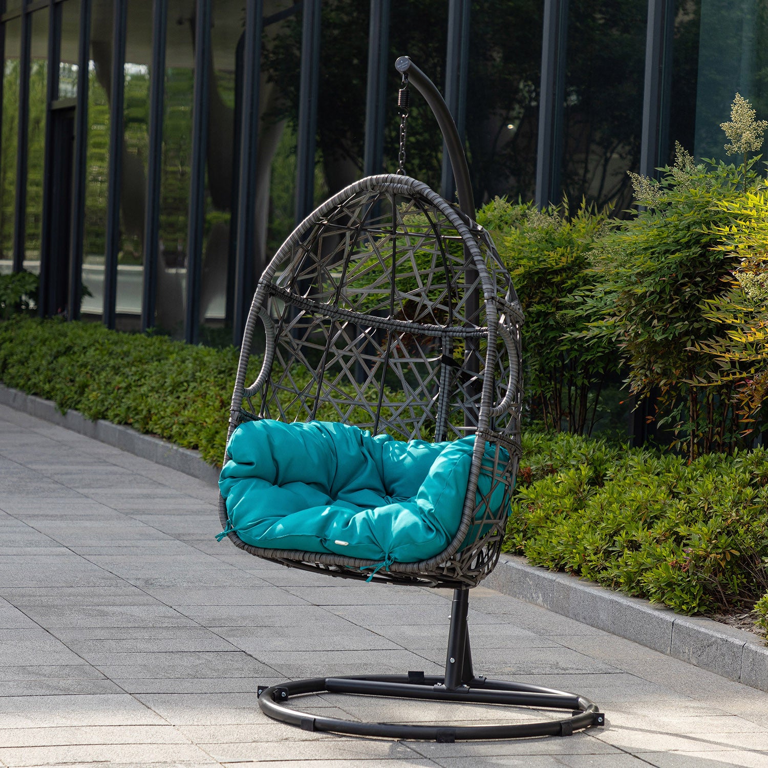 Teal Outdoor Interlaced Contemporary Swing Chair