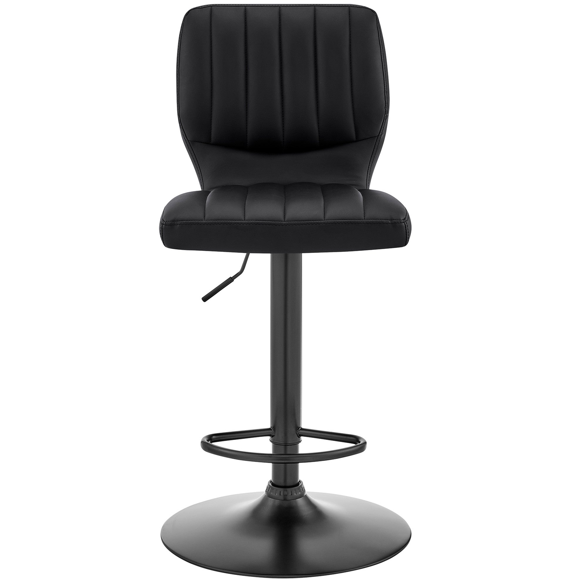 Black Faux Leather Textured Adjustable Bar Stool