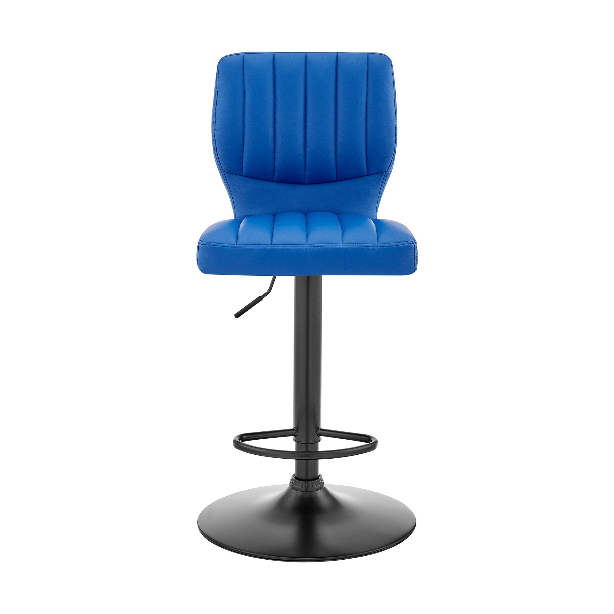 Blue Faux Leather Textured Adjustable Bar Stool