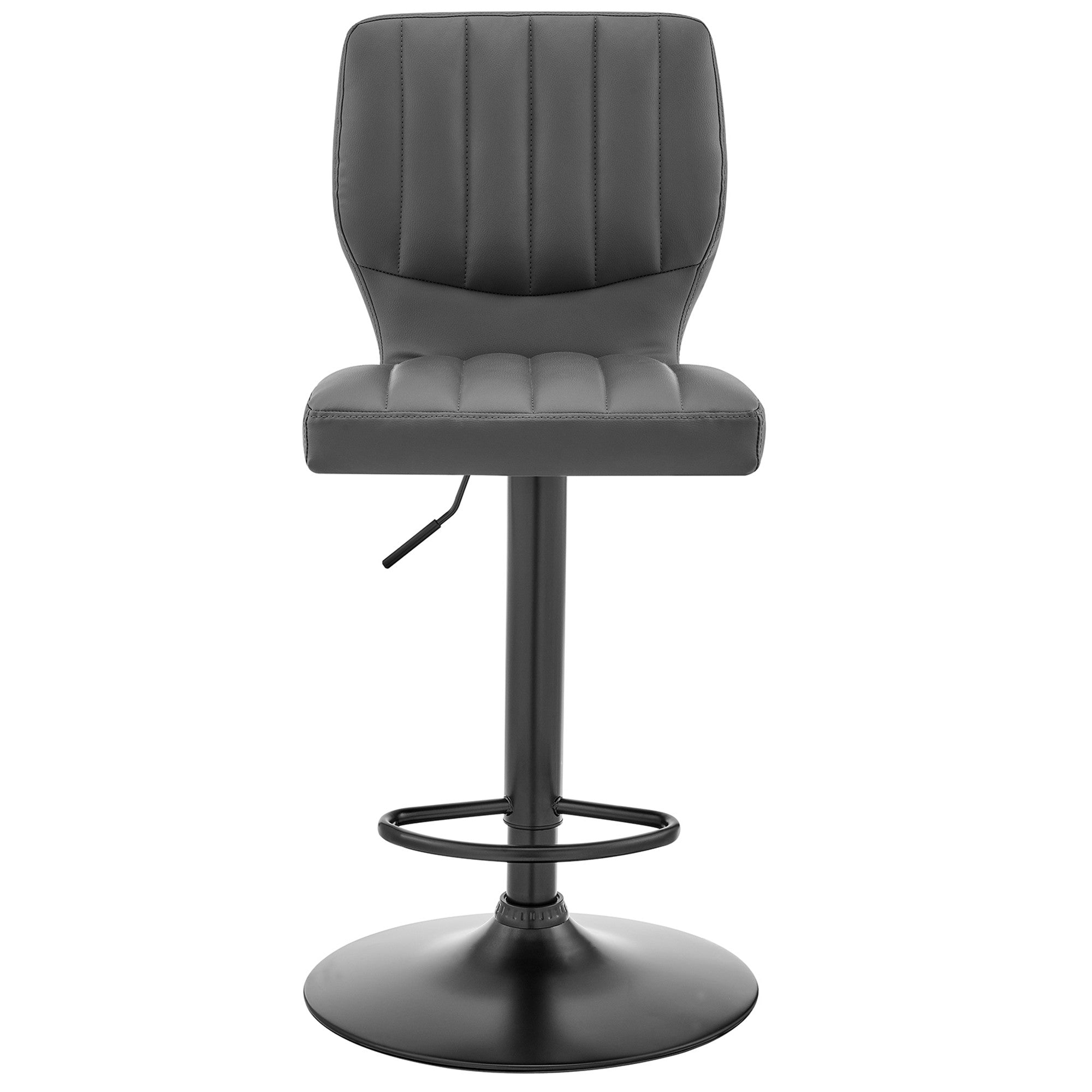 Gray Faux Leather Textured Adjustable Bar Stool