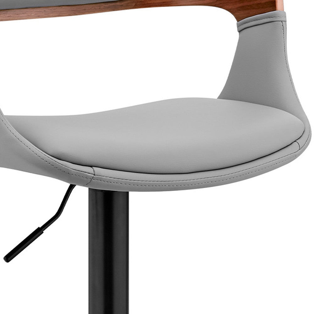 Gray Modern Upholstered Black Base Bar Stool