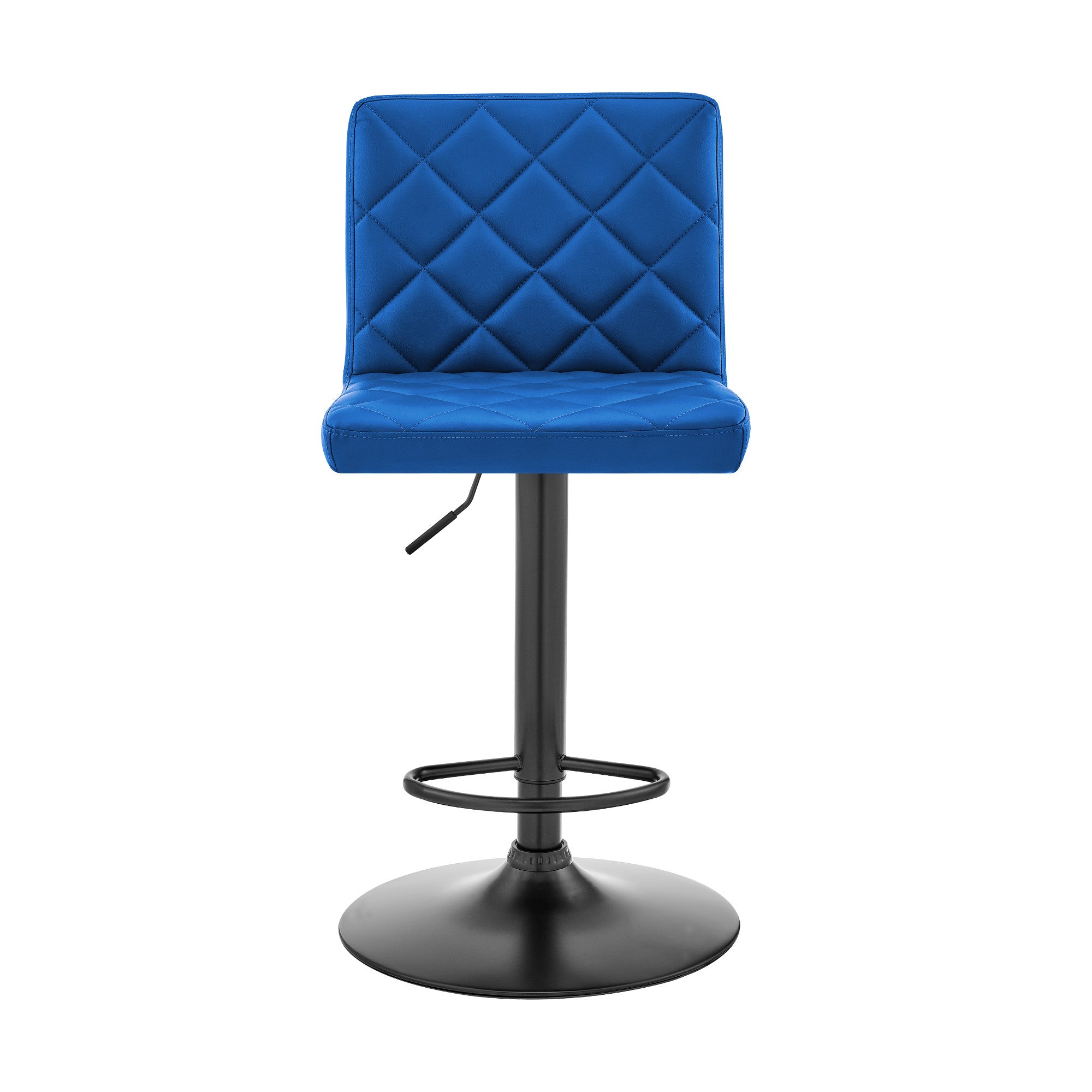 Blue Faux Leather Swivel Adjustable Bar Stool