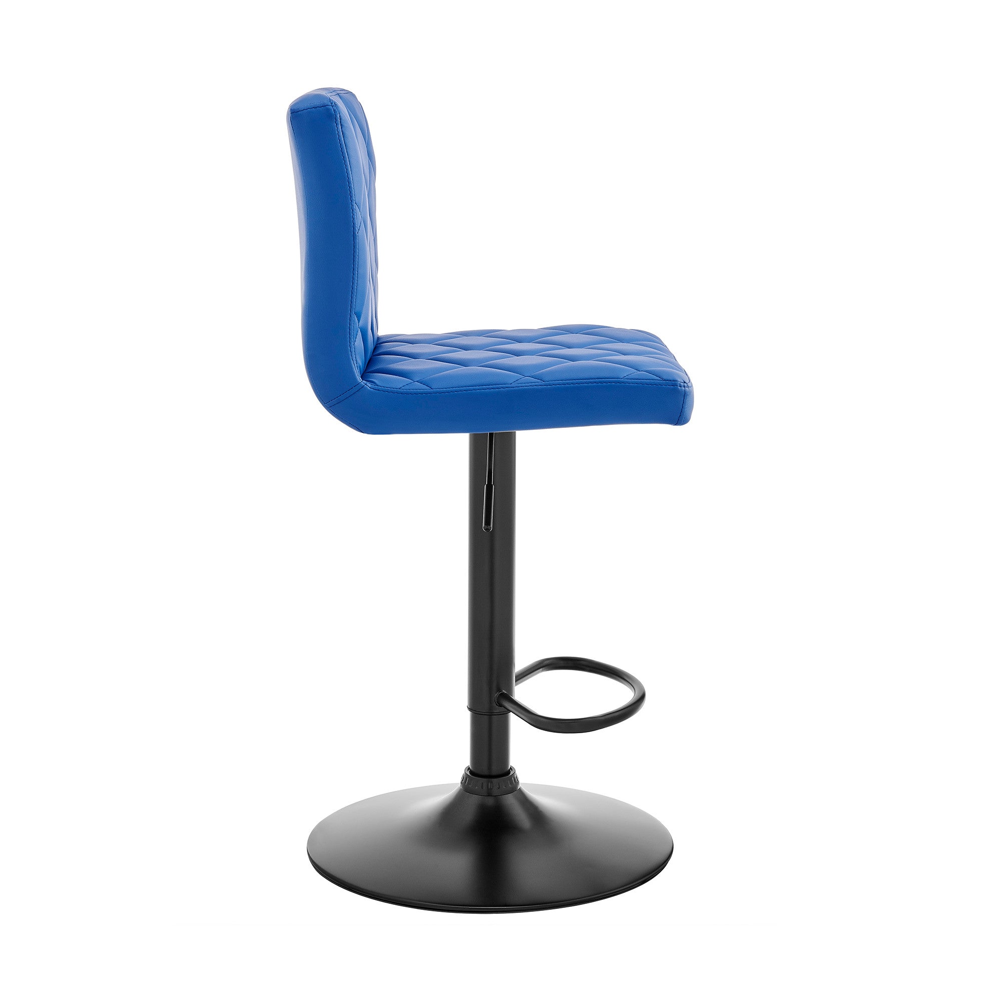 Blue Faux Leather Swivel Adjustable Bar Stool