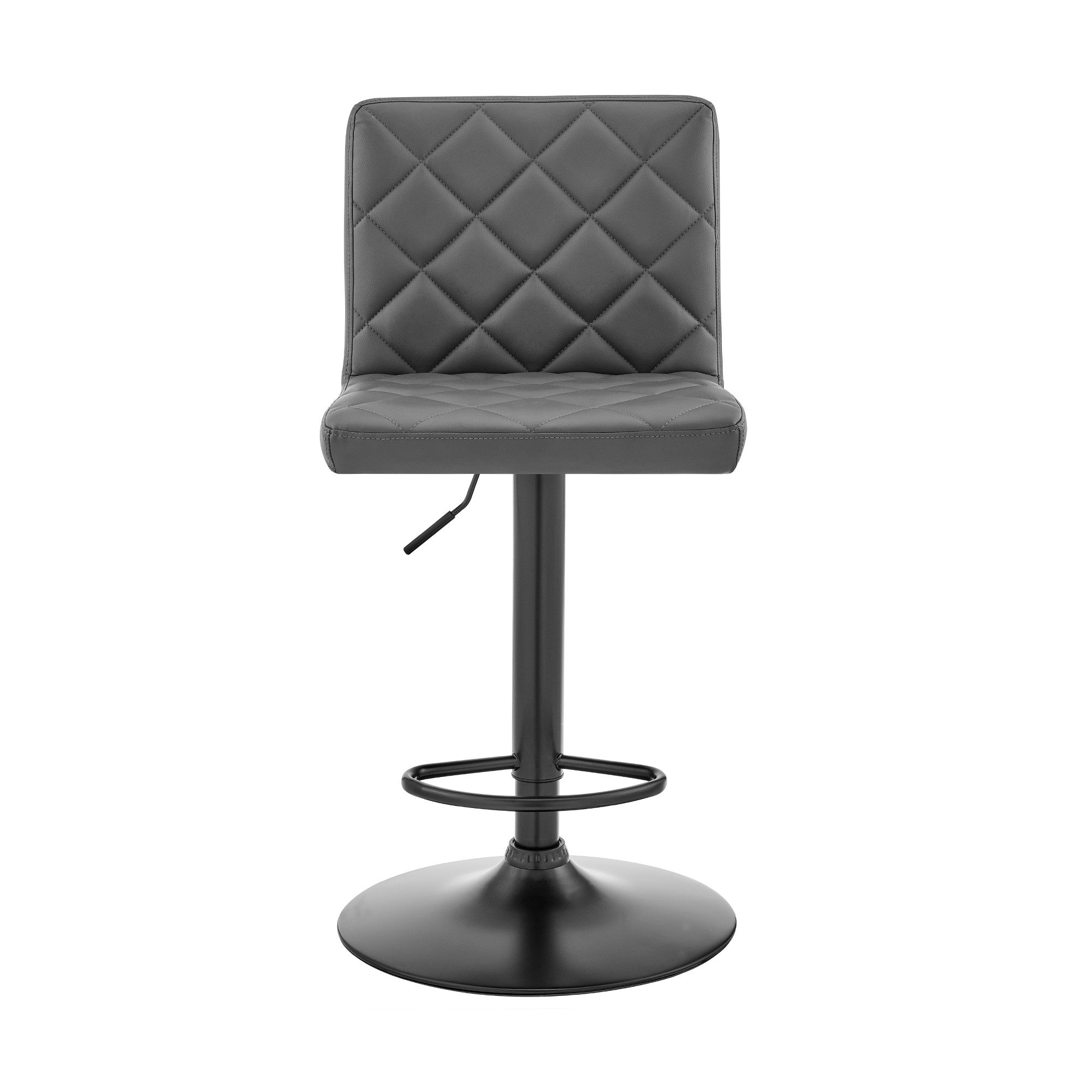 Gray Faux Leather Swivel Adjustable Bar Stool