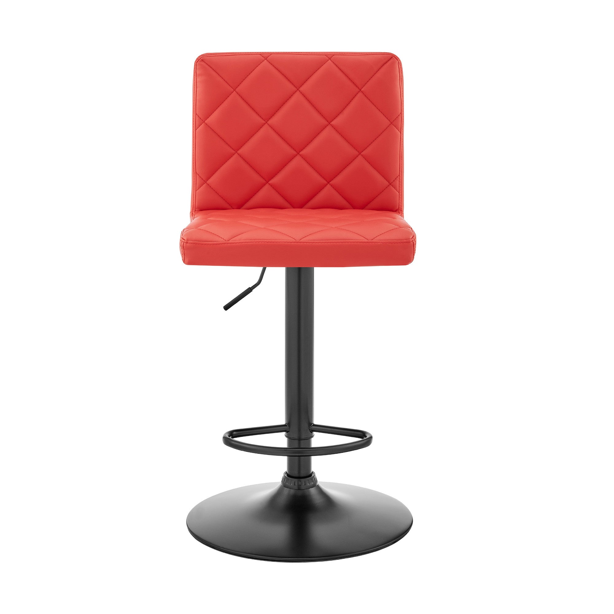 Red Faux Leather Swivel Adjustable Bar Stool