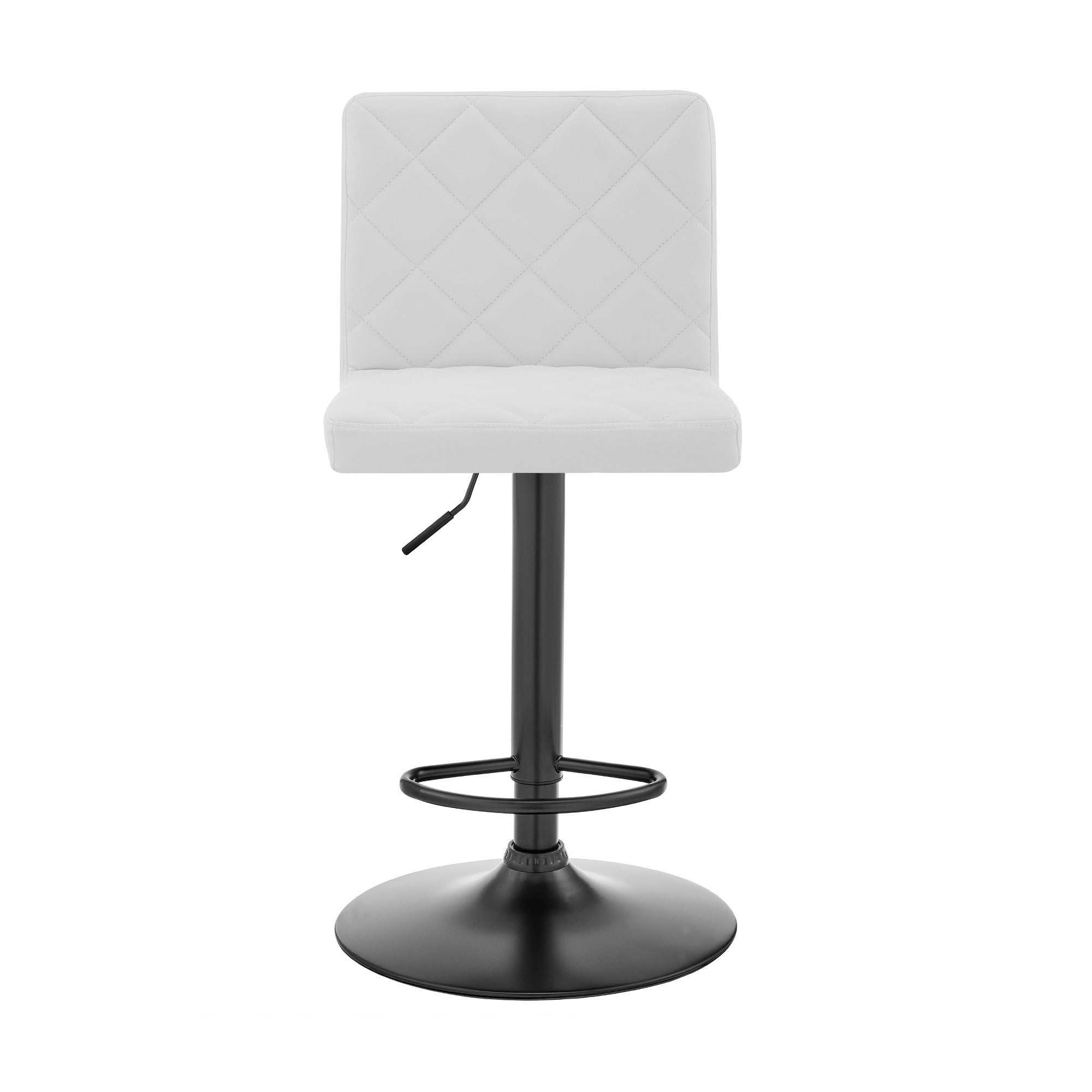 White Faux Leather Swivel Adjustable Bar Stool