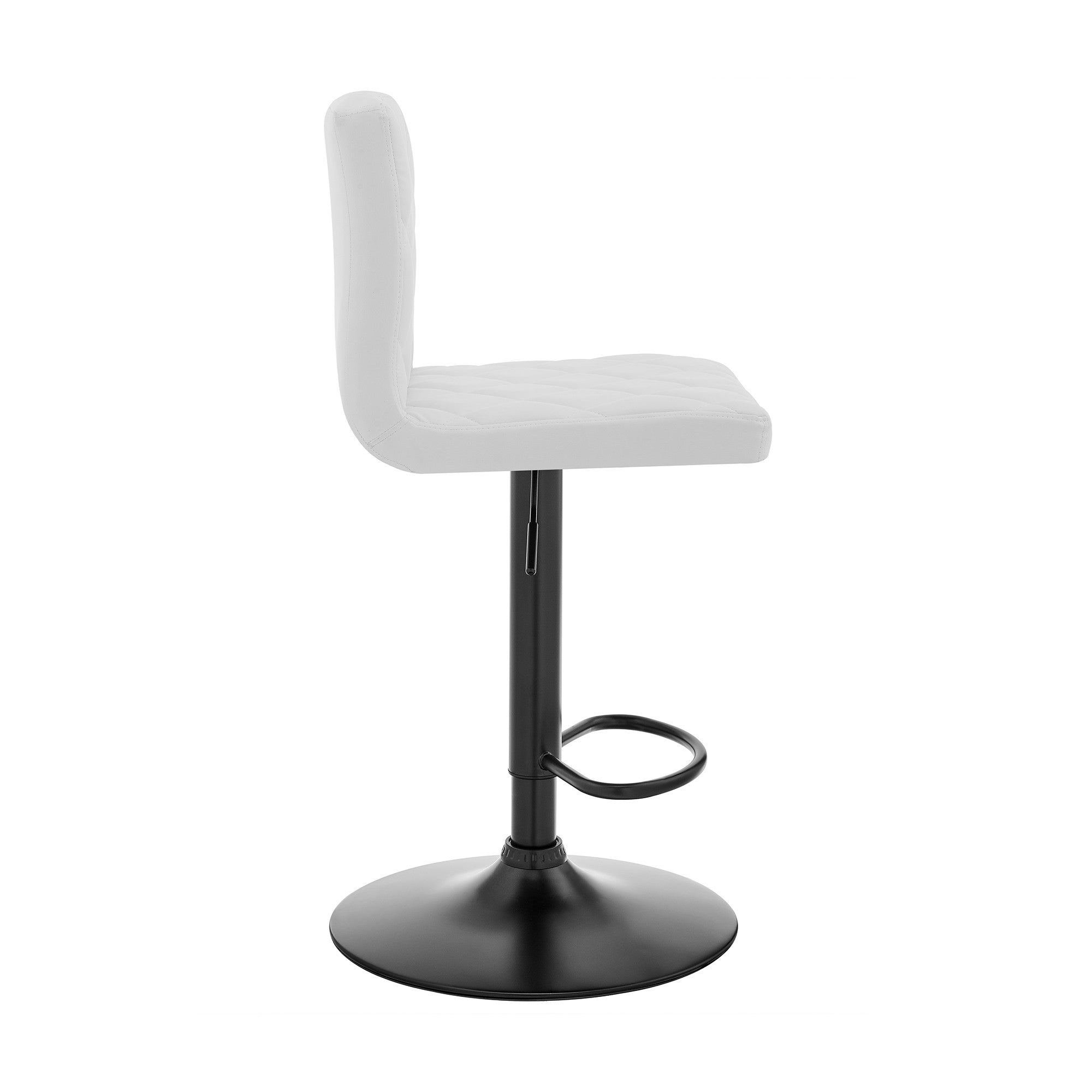 White Faux Leather Swivel Adjustable Bar Stool