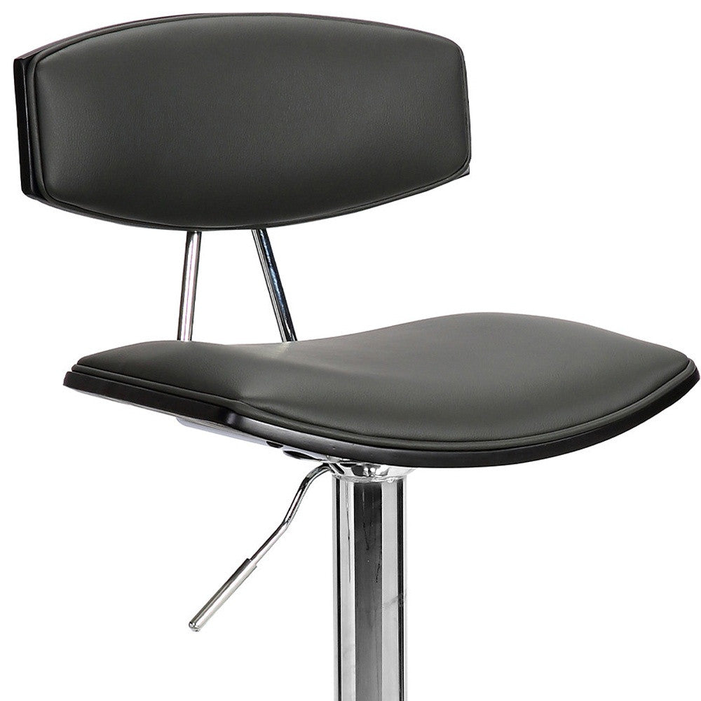 Gray Faux Leather Adjustable Chrome Base Swivel Bar Stool