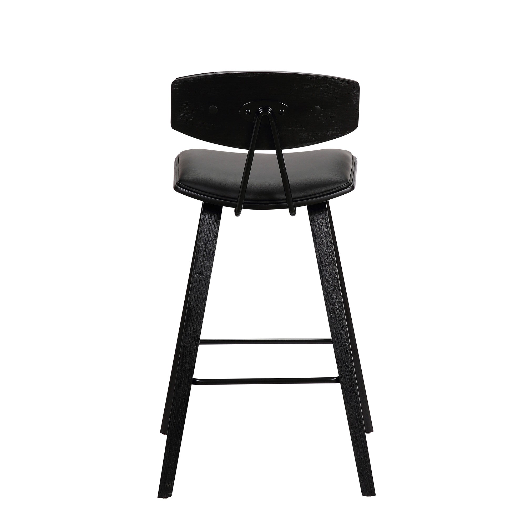 26” Black Faux Leather Mid Century Modern Bar Stool