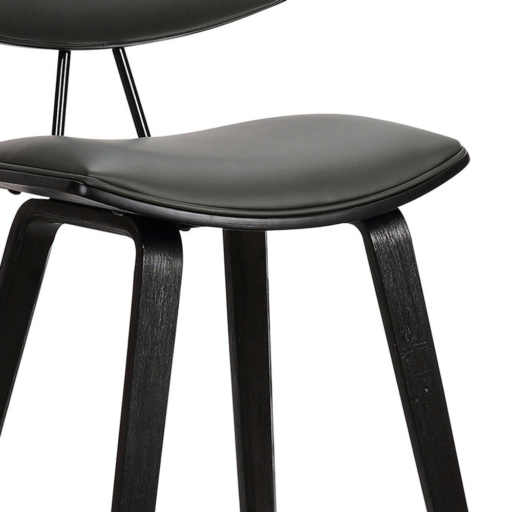 26” Gray Faux Leather Mid Century Modern Bar Stool