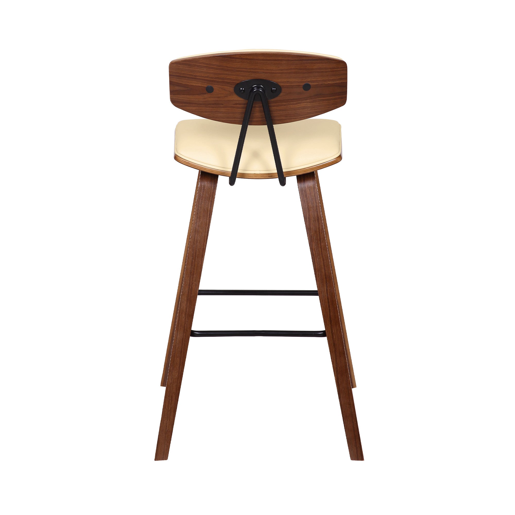 29” Cream Faux Leather Mid Century Modern Bar Stool